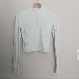 Lululemon Its Rulu Run Cropped Half Zip Powder Blue Size 4